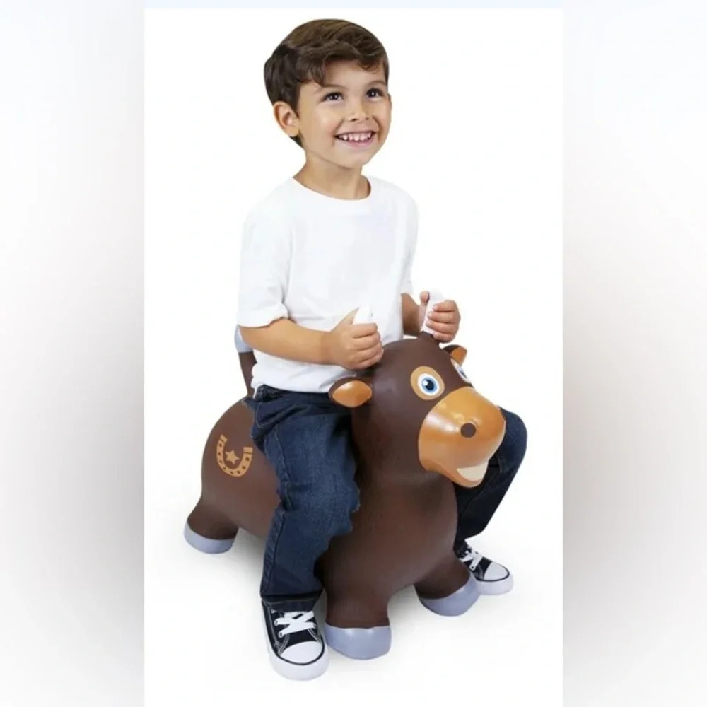 Waddle Bull Bouncer Inflatable Ride on Toy Hopper Brown (FB101546)